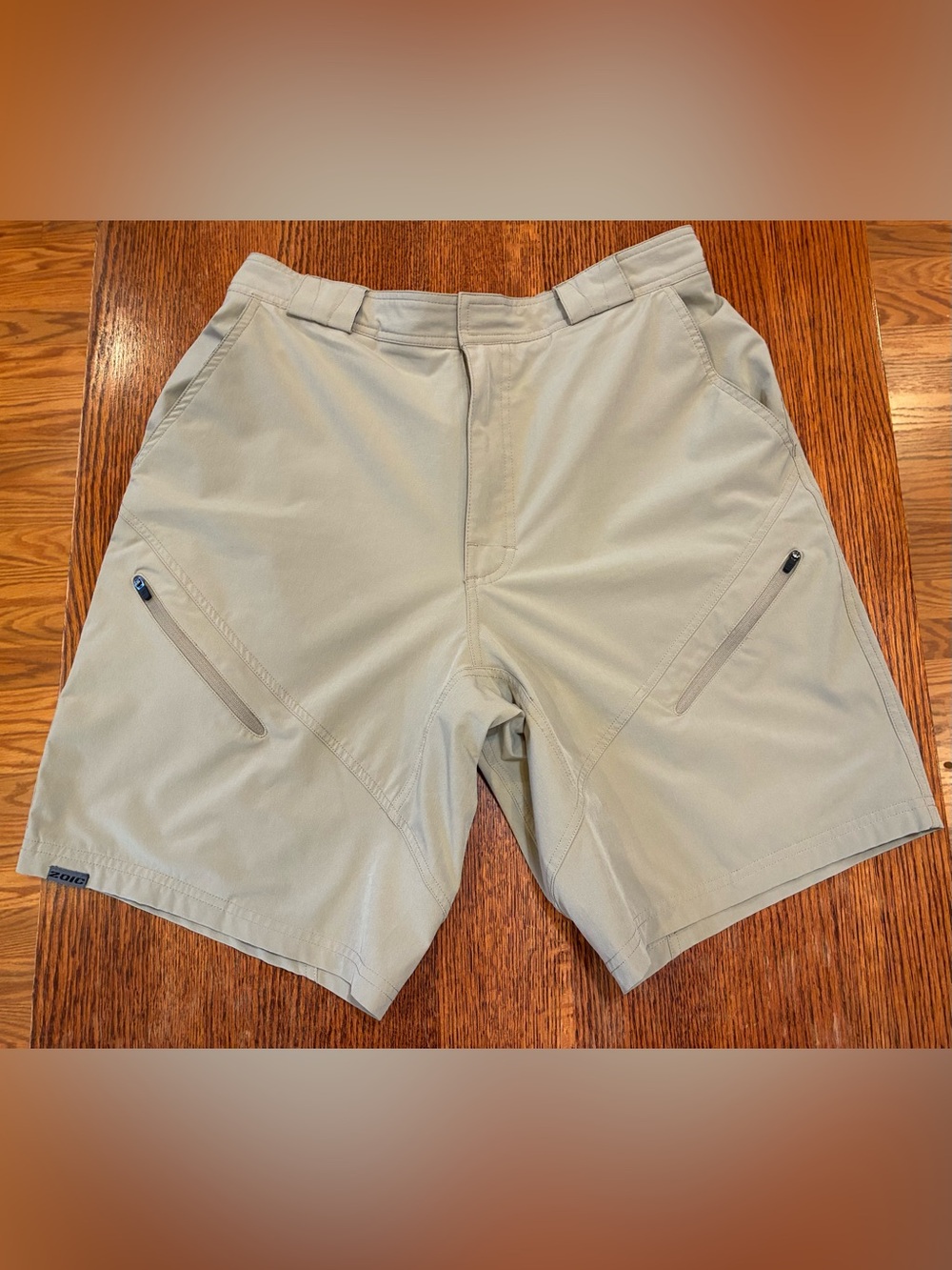 ZOIC Black Market 9 Men's XL Khaki Mountain Bike Shorts MTB Zip Pocket